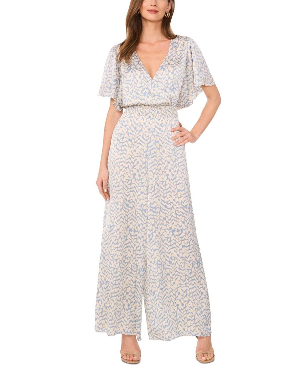 Vince Camuto Printed Smocked-Waist Flutter-Sleeve Jumpsuit Multi Size XL 4048